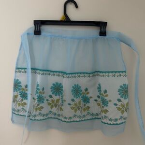 Vintage Blue Apron with Flowers